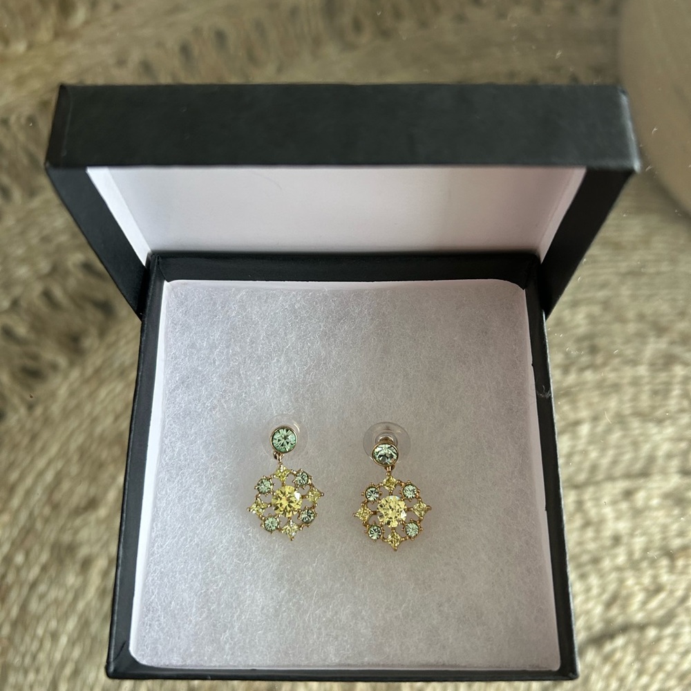 Nadri Earrings - light blue and lime green with yellow gold